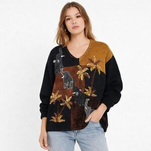 Y2K Sweater Size XL Elephant Palm Tree Victoria Harbour